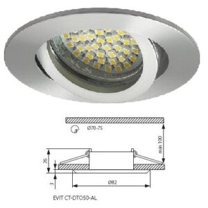 Faretto Incasso Alluminio Diam 70-75 EVIT CT-DTO50-AL